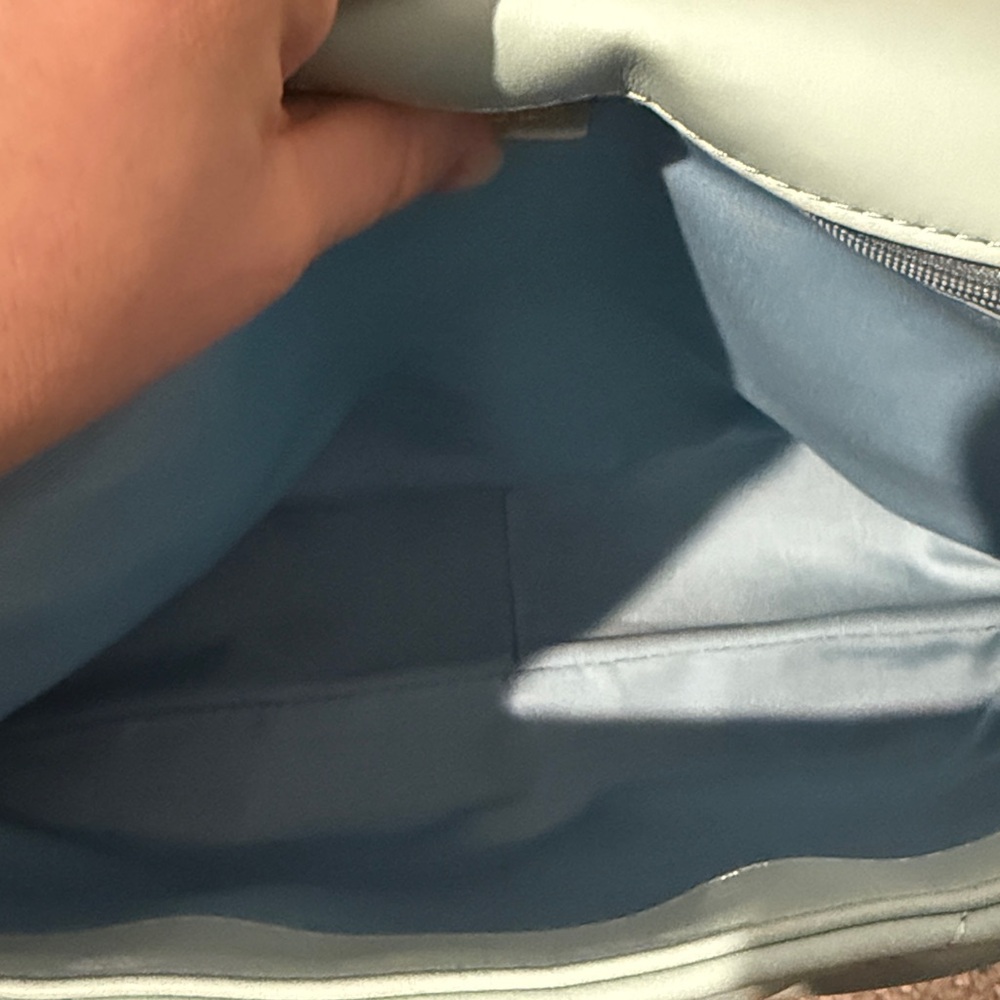 Quilted Shoulder Bag in Light Blue with Chain Strap - Picture 3 of 3